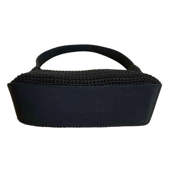 EUC Black Crochet Short Strap Handbag with Zippered Outside and Inside P… - Picture 5 of 12